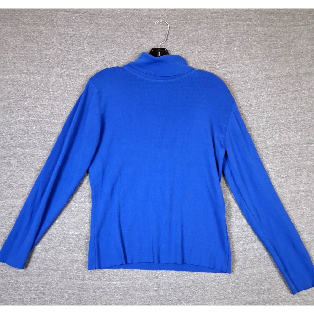 Scott Taylor Womens Sweater Large Blue Turtleneck Knit Minimalist Capsule Clean‎